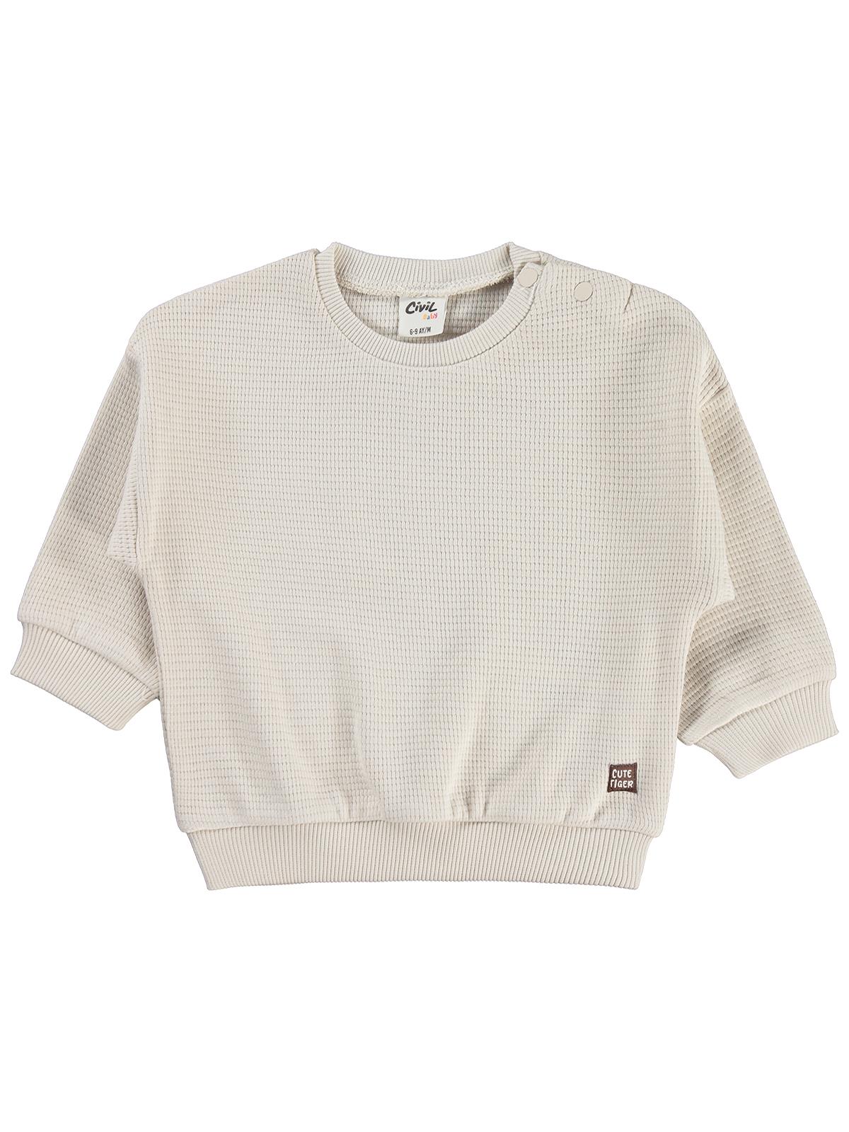 Civil Baby Cute Tiger Etiketli 6-18 Ay Sweatshirt - Bej