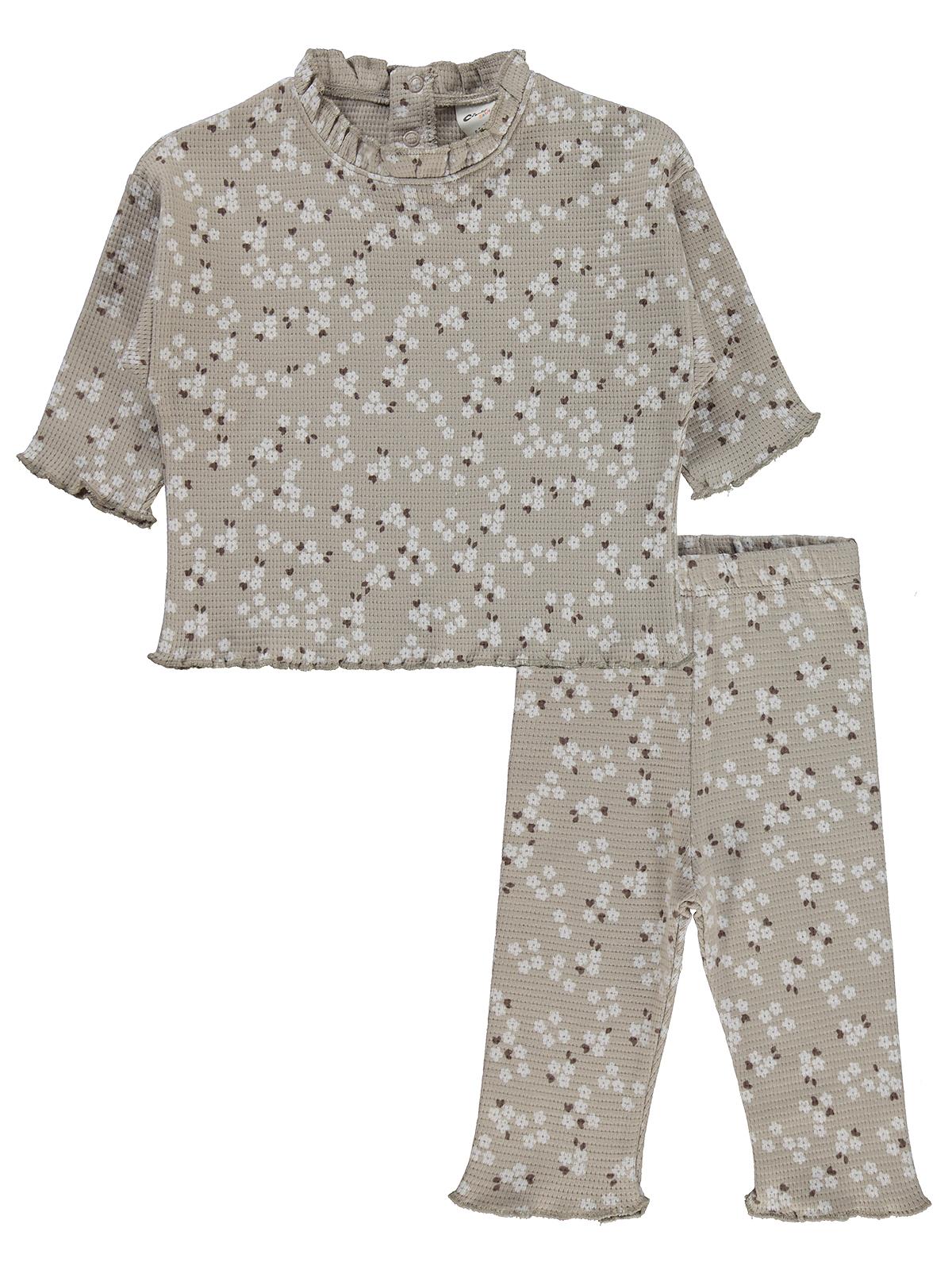 Civil Baby Mini Çiçek Baskılı 6-18 Ay Takım - Bej