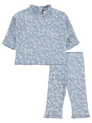 Civil Baby Mini Çiçek Baskılı 6-18 Ay Takım - Mavi