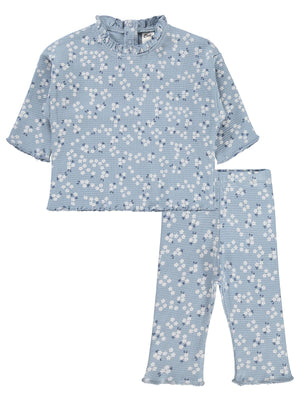 Civil Baby Mini Çiçek Baskılı 6-18 Ay Takım - Mavi