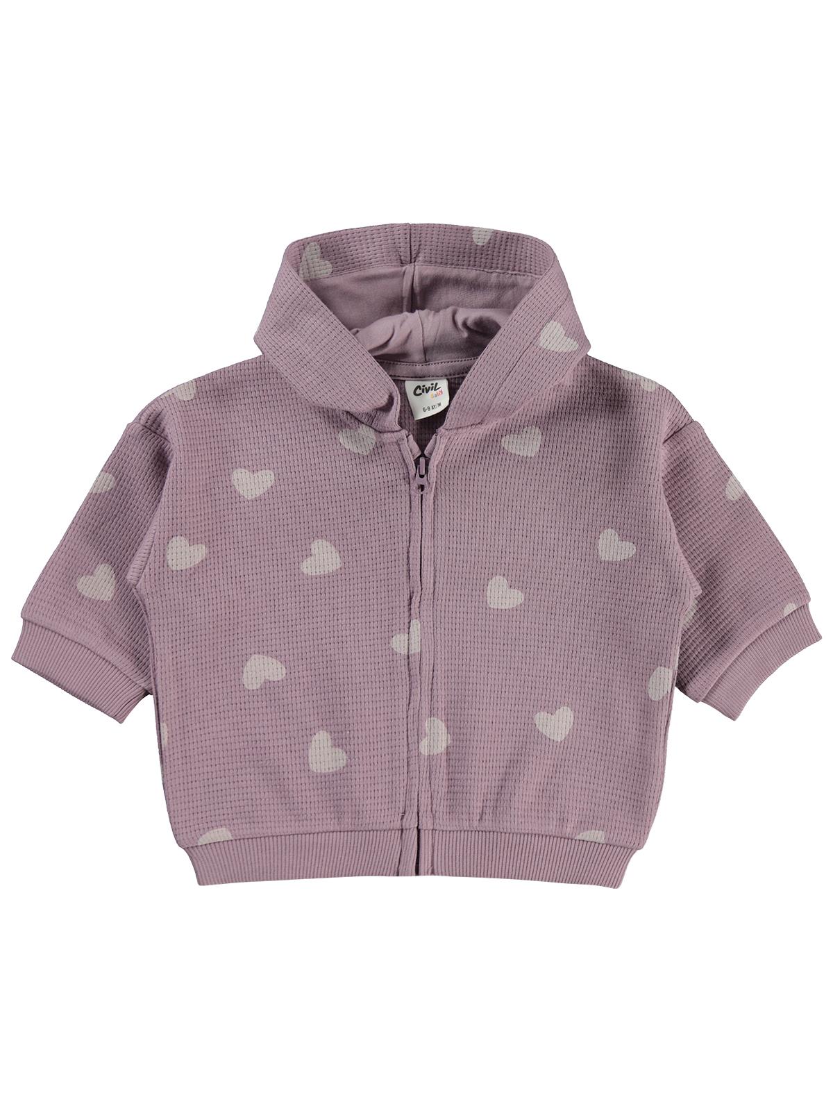 Civil Baby Kalp Baskılı 6-18 Ay Hırka - Lila