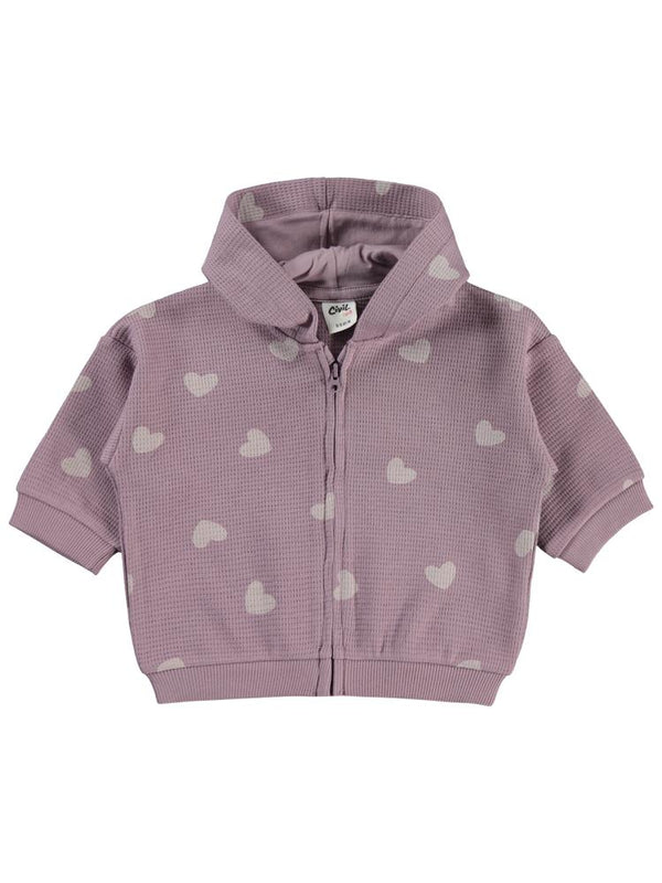 Civil Baby Kalp Baskılı 6-18 Ay Hırka - Lila