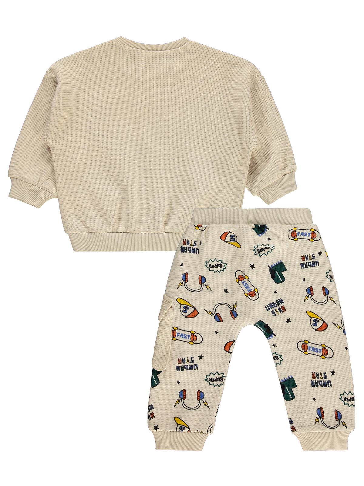 Civil Baby Dinozor Nakışlı 6-18 Ay Takım - Bej