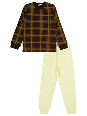 Civil Boys Ekose Empirmeli 6-9 Yaş Pijama Takımı - Kahverengi