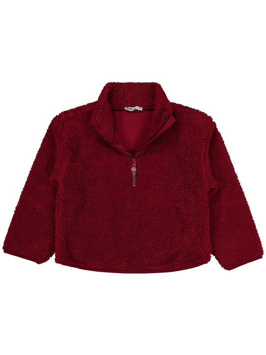 Civil Boys Erkek Çocuk Biyeli Yarım Fermuarlı Sweatshirt | Velsoft | Okul Kreş ve Günlük Kullanım - Bordo