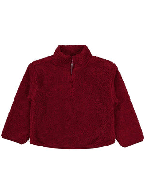 Civil Erkek Çocuk Biyeli Yarım Fermuarlı Sweatshirt | Velsoft | Okul Kreş ve Günlük Kullanım - Bordo