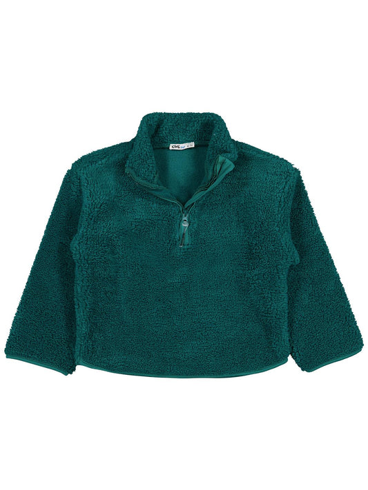 Civil Boys Erkek Çocuk Biyeli Yarım Fermuarlı Sweatshirt | Velsoft | Okul Kreş ve Günlük Kullanım - Yeşil