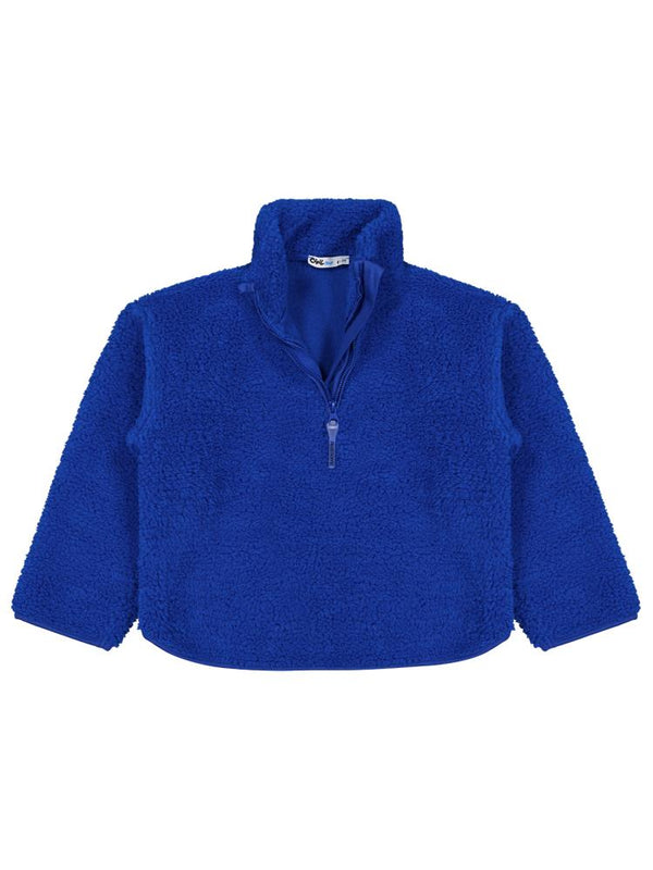 Civil Boys Biyeli Yarım Fermuarlı 6-9 Yaş Sweatshirt - Mavi