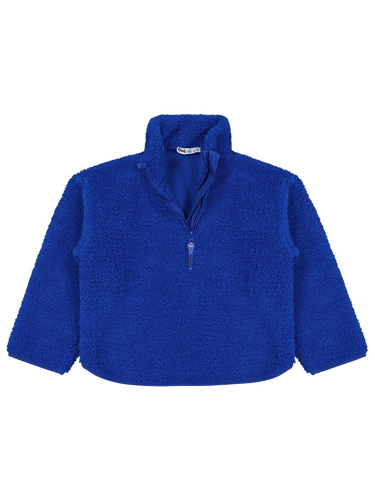 Civil Erkek Çocuk Biyeli Yarım Fermuarlı Sweatshirt | Velsoft | Okul Kreş ve Günlük Kullanım - Mavi