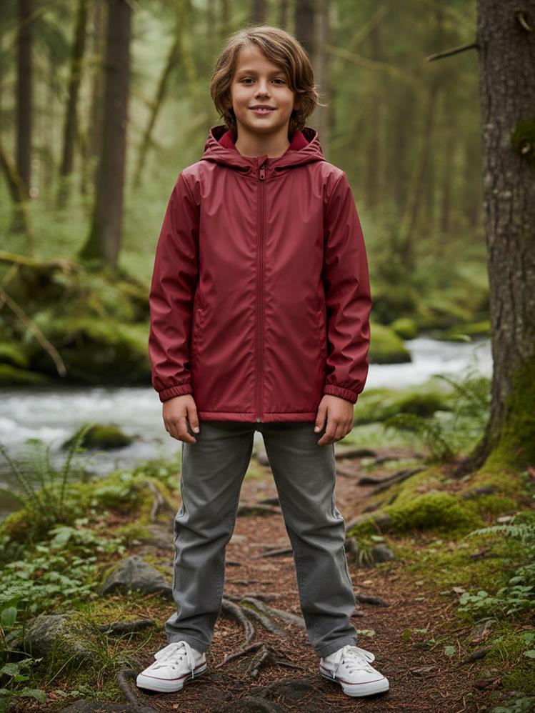Civil Boys İçi Polarlı Basic 10-13 Yaş Yağmurluk - Bordo