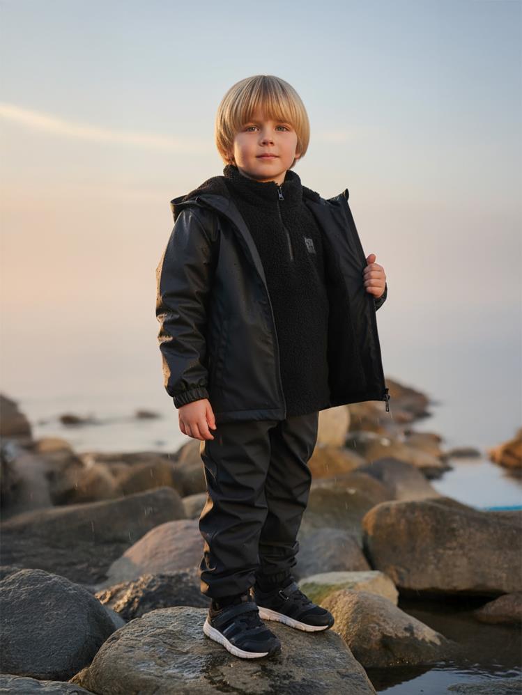 Civil Boys İçi Polarlı Basic 6-9 Yaş Yağmurluk - Siyah