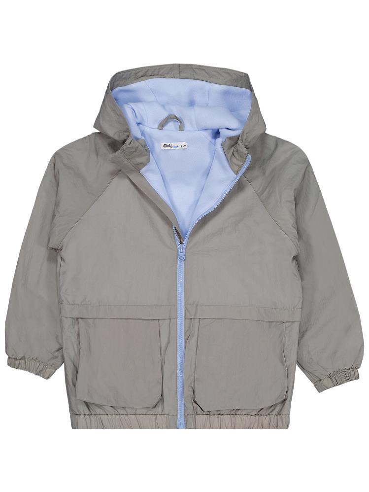 Civil Boys Ready Baskılı Torba Cepli 6-9 Yaş Yağmurluk - Haki