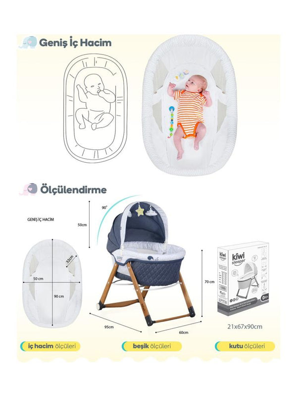 Kiwi Sleeper Portatif Anne Yanı Beşik - Kahverengi