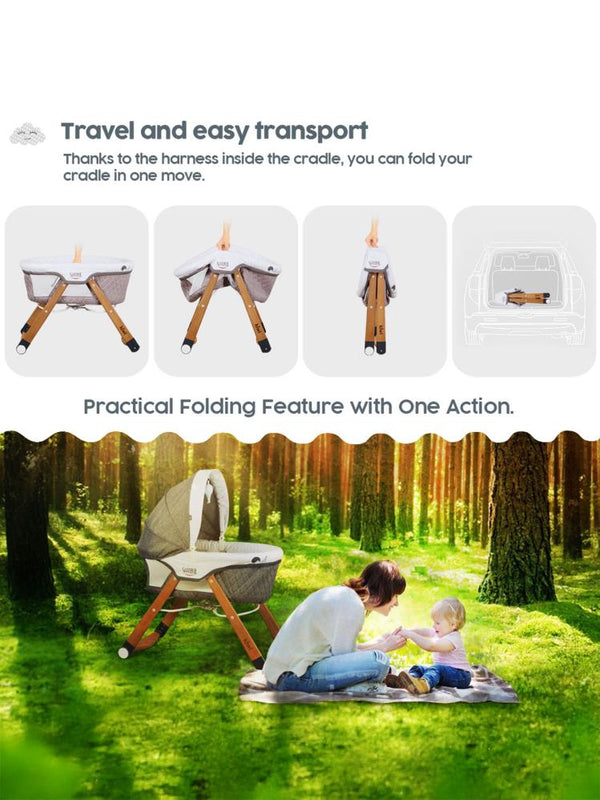 Kiwi Sleeper Portatif Anne Yanı Beşik - Kahverengi