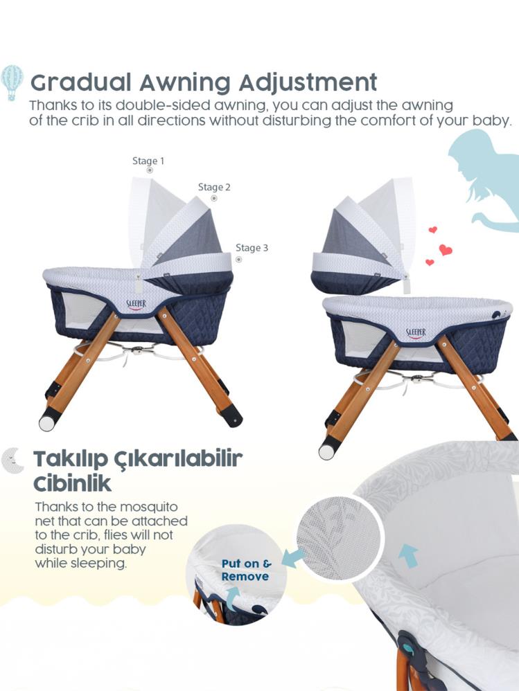 Kiwi Sleeper Portatif Anne Yanı Beşik - Kahverengi