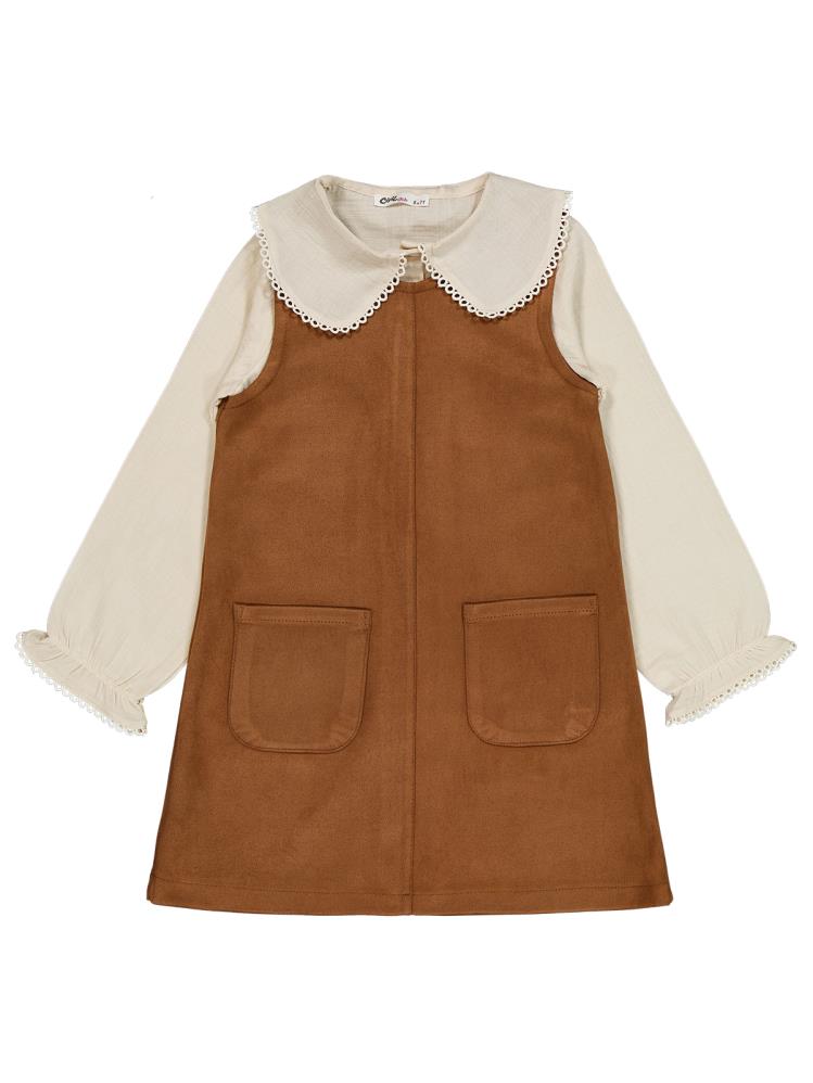 Civil Girls 6-9 Yaş Elbise - Kahve