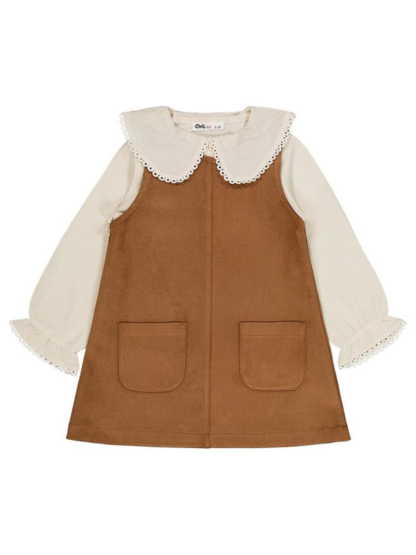 Civil Girls 2-5 Yaş Elbise - Kahverengi