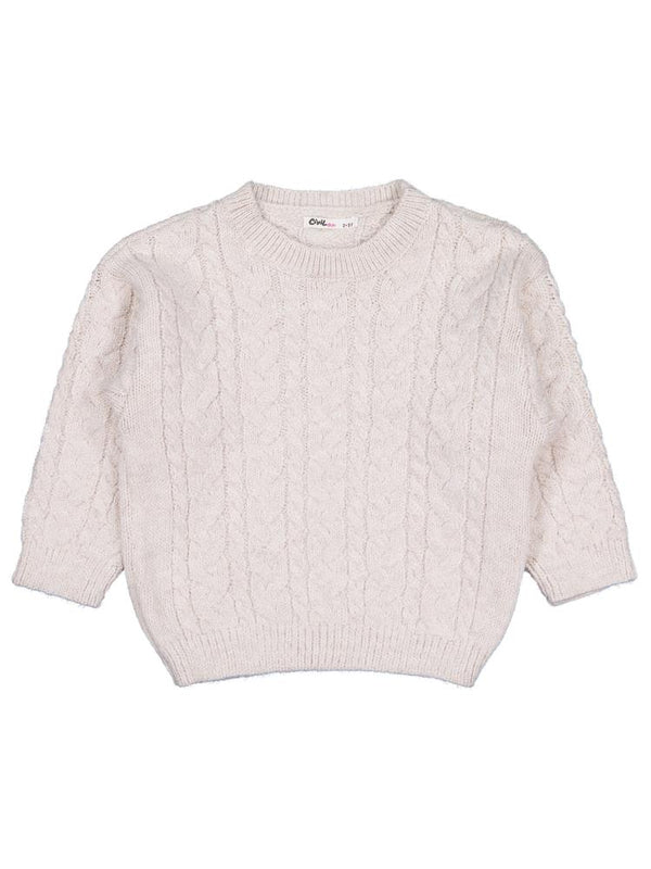 Civil Girls Saç Örgülü 2-5 Yaş Kazak - Bej