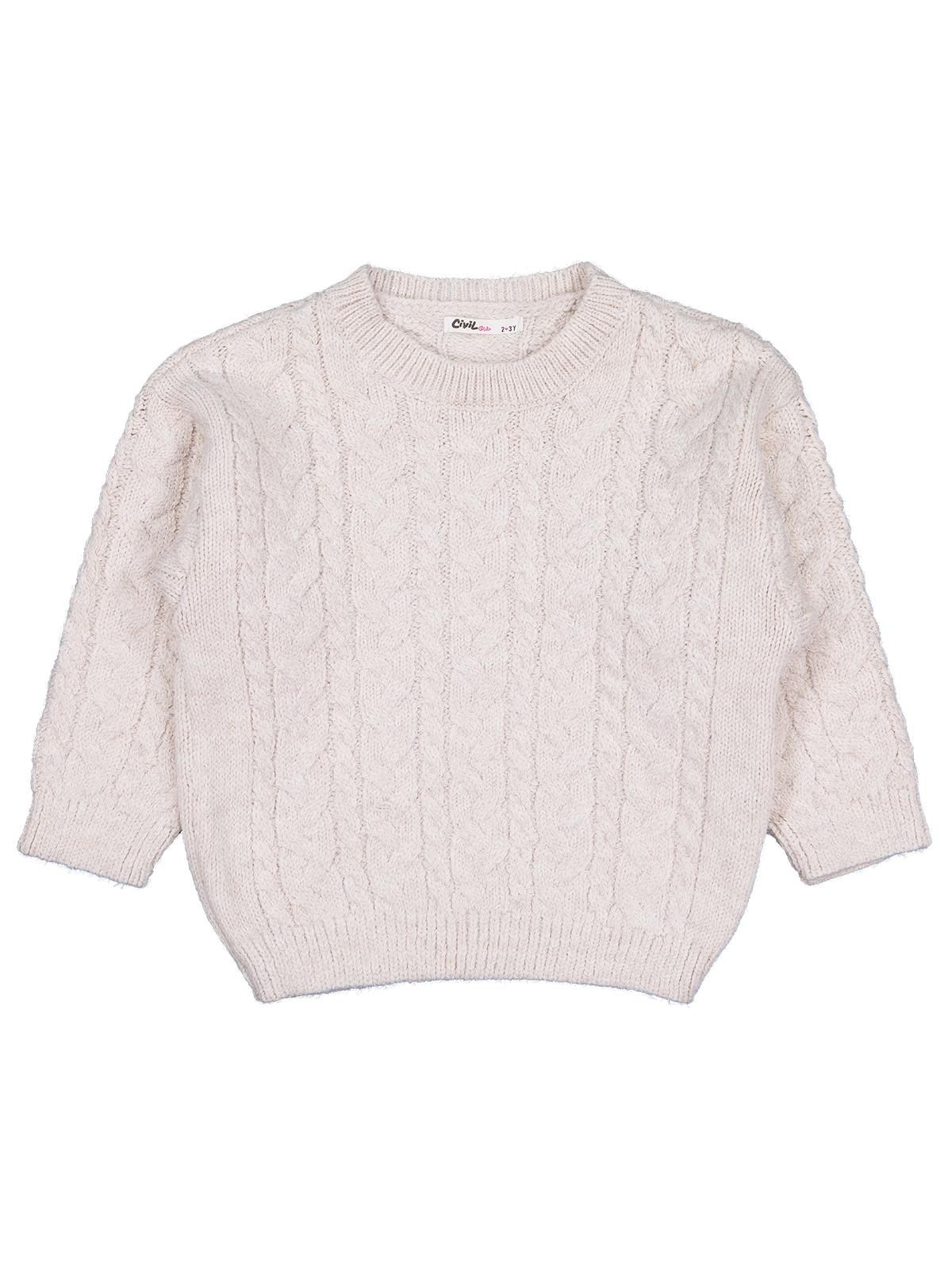 Civil Girls Saç Örgülü 2-5 Yaş Kazak - Bej