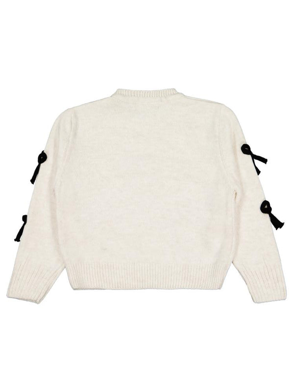 Civil Girls Fiyonk Aksesuarlı 6-9 Yaş Kazak - Ekru