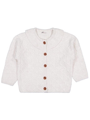 Civil Girls Örgü Desenli 6-9 Yaş Hırka - Ekru