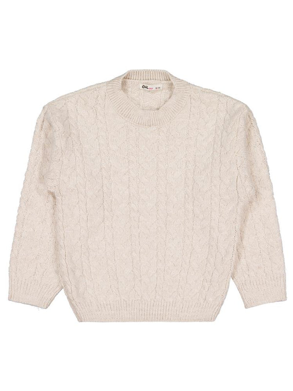 Civil Girls Saç Örgülü 6-9 Yaş Kazak - Bej