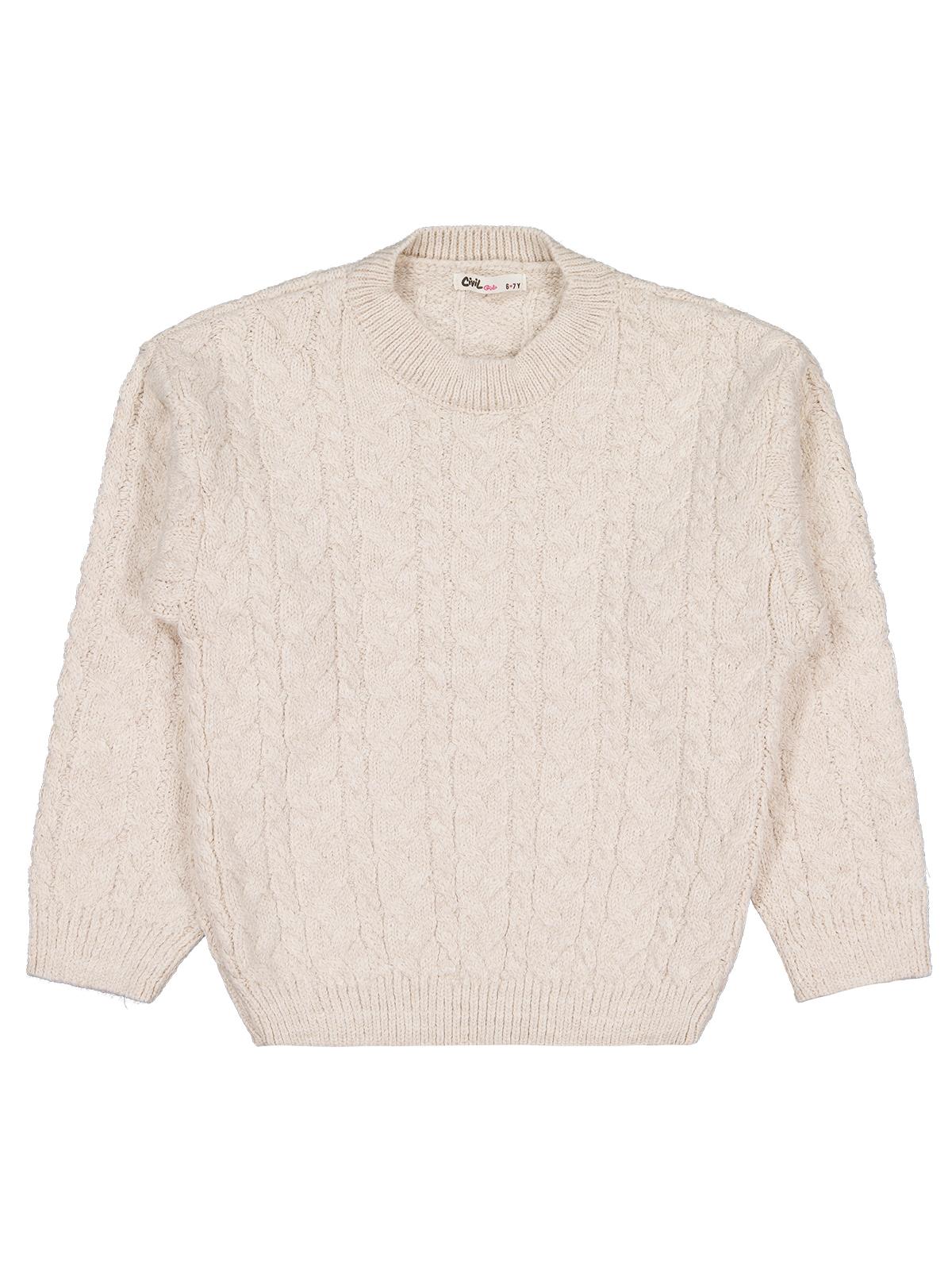 Civil Girls Saç Örgülü 6-9 Yaş Kazak - Bej