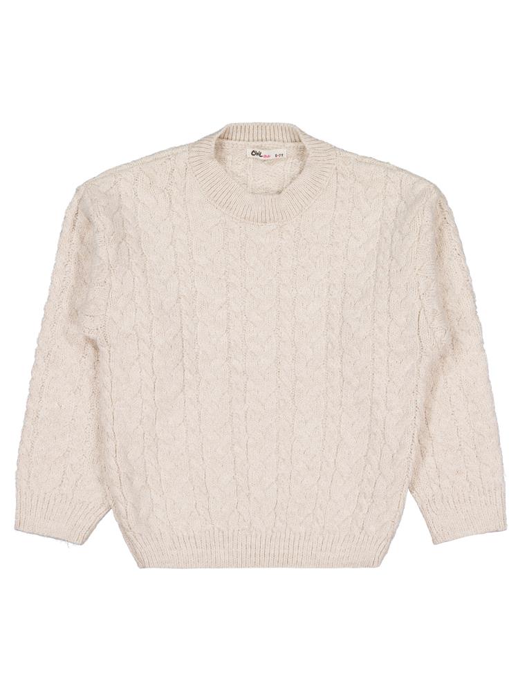 Civil Girls Saç Örgülü 6-9 Yaş Kazak - Bej