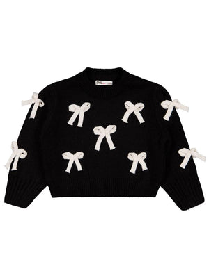 Civil Girls Fiyonk Aksesuarlı 2-5 Yaş Kazak - Siyah