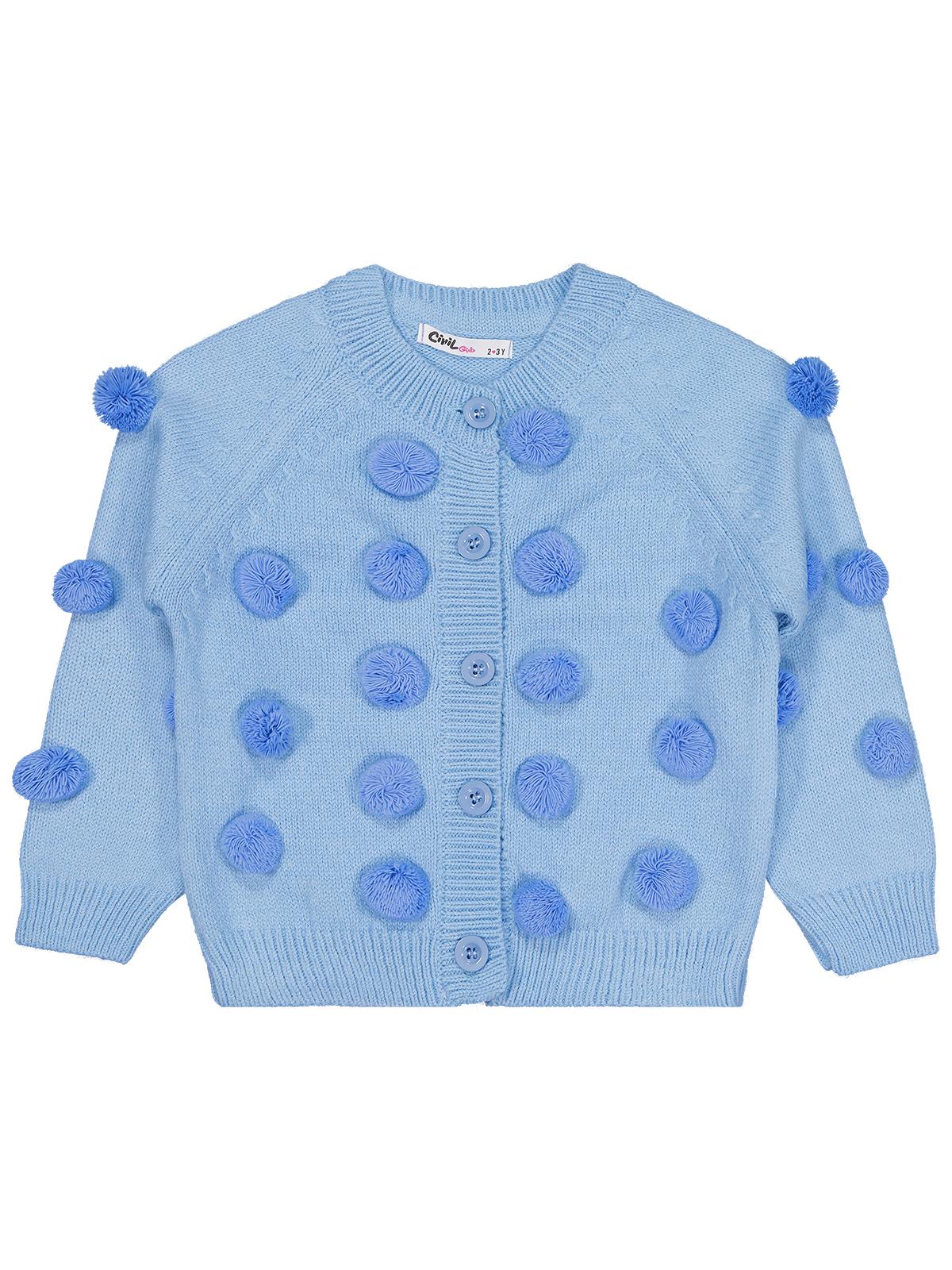 Civil Girls Ponponlu 2-5 Yaş Hırka - Mavi