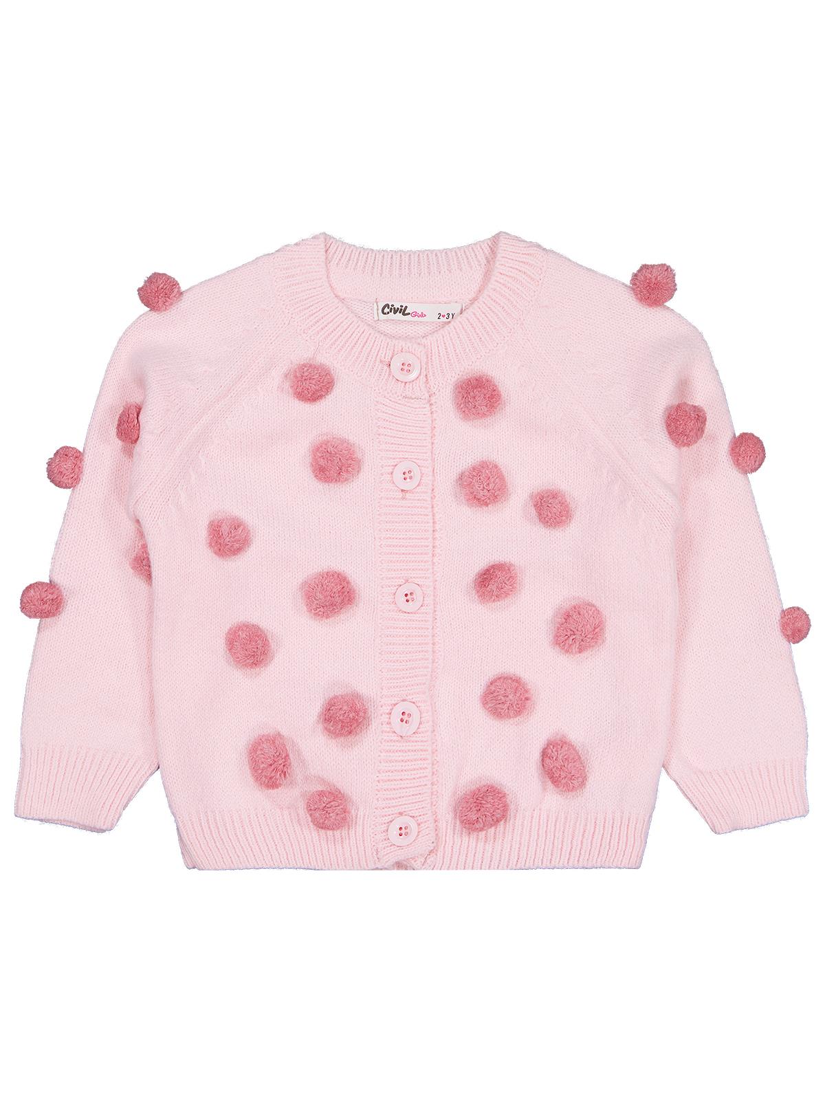 Civil Girls Ponponlu 2-5 Yaş Hırka - Pembe