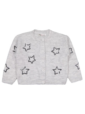 Civil Girls Pullu Yıldız Nakışlı 2-5 Yaş Hırka - Gri