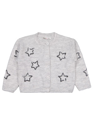 Civil Girls Pullu Yıldız Nakışlı 2-5 Yaş Hırka - Gri