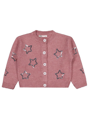 Civil Girls Pullu Yıldız Nakışlı 2-5 Yaş Hırka - Pembe