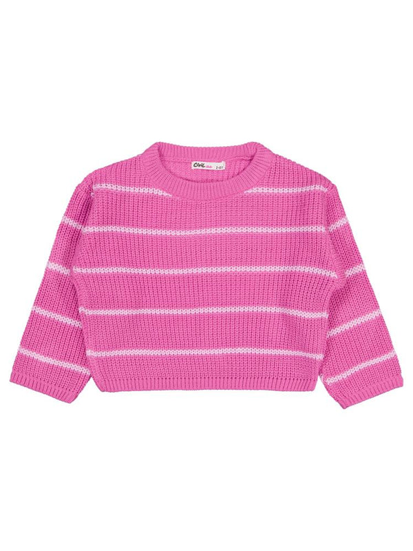 Civil Girls Çizgili 2-5 Yaş Kazak - Pembe