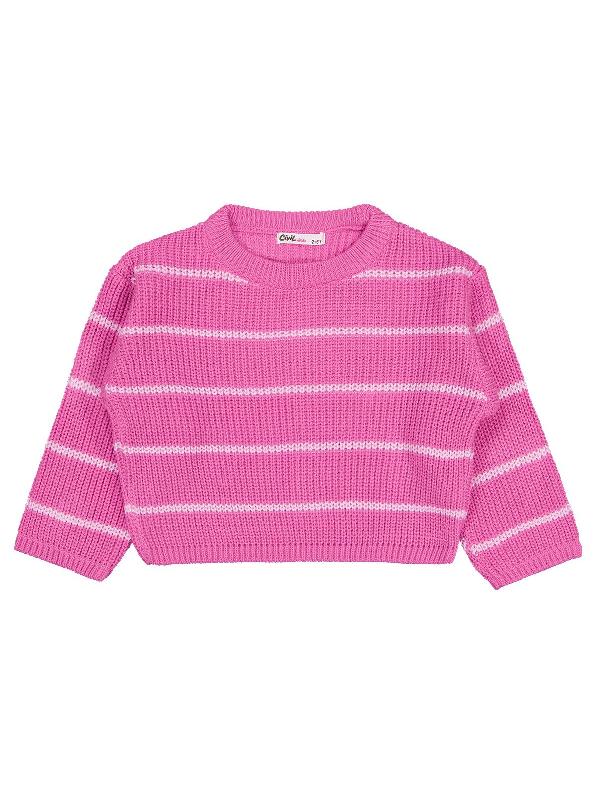 Civil Girls Çizgili 2-5 Yaş Kazak - Pembe