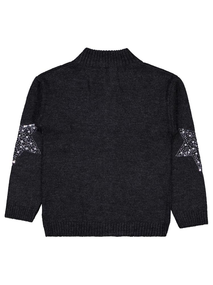 Civil Girls Yıldızlı Taş Baskılı 10-13 Yaş Hırka - Siyah