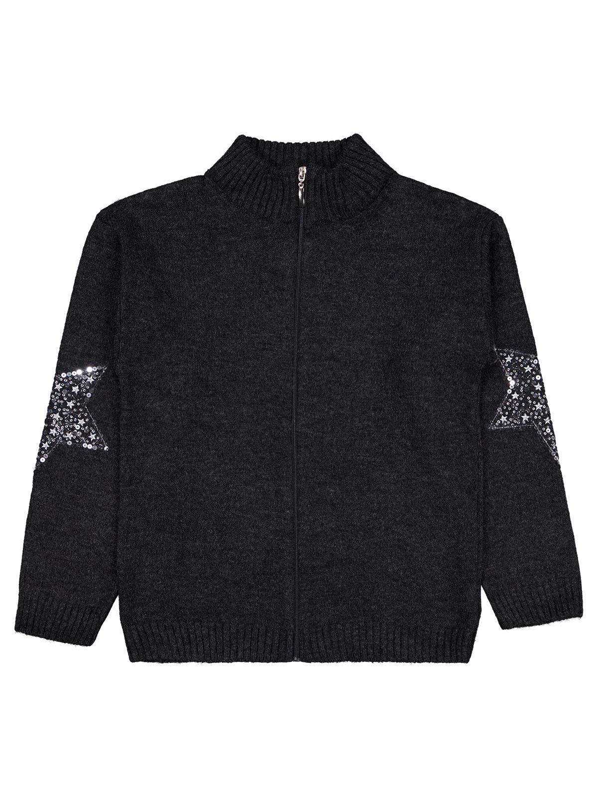 Civil Girls Yıldızlı Taş Baskılı 10-13 Yaş Hırka - Siyah