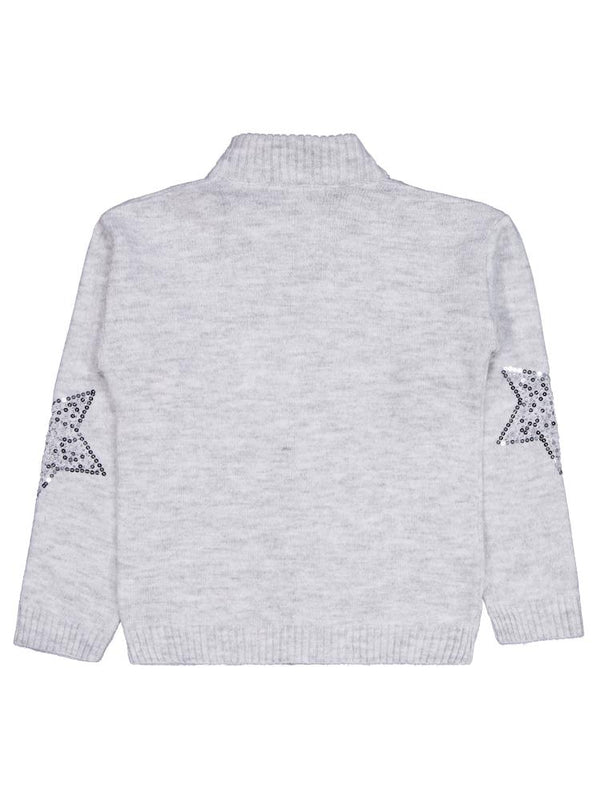 Civil Girls Yıldızlı Taş Baskılı 10-13 Yaş Hırka - Gri