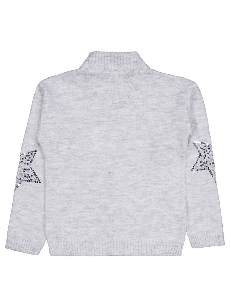 Civil Girls Yıldızlı Taş Baskılı 10-13 Yaş Hırka - Gri