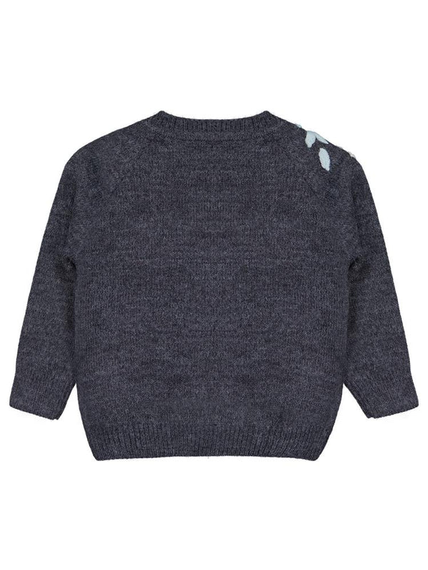 Civil Girls Çiçek Nakışlı 2-5 Yaş Kazak - Gri