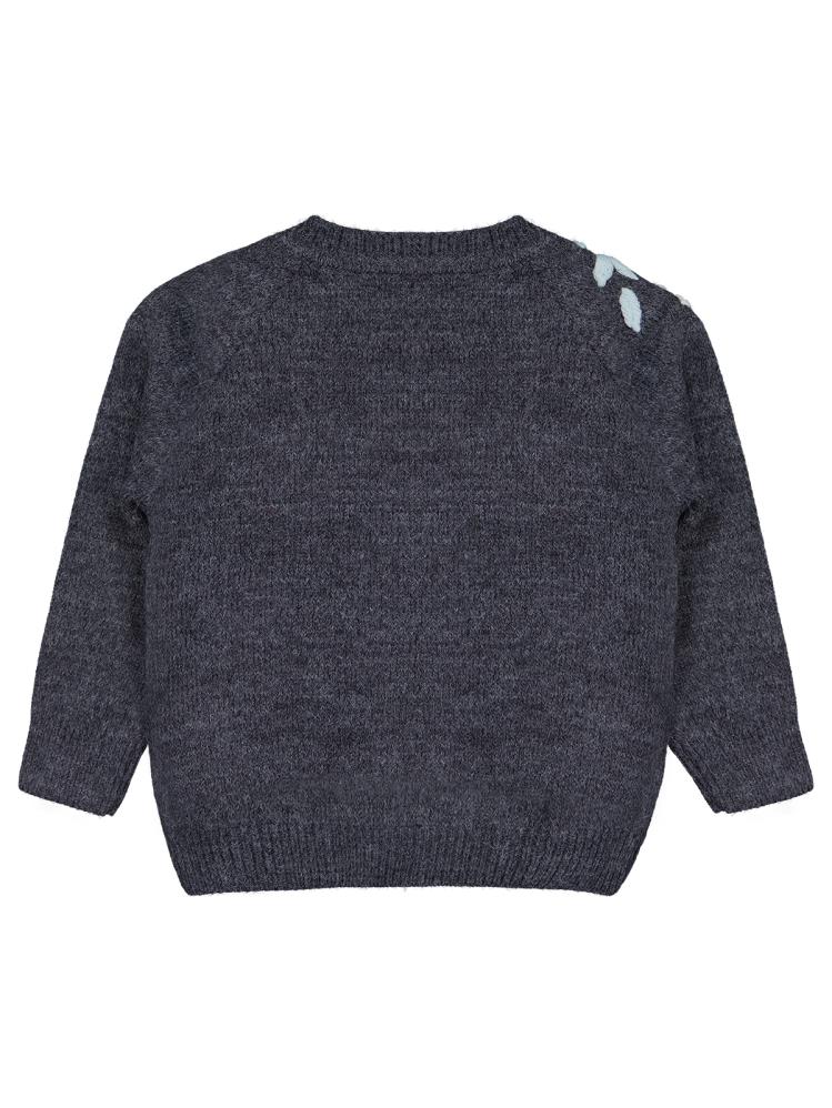 Civil Girls Çiçek Nakışlı 2-5 Yaş Kazak - Gri