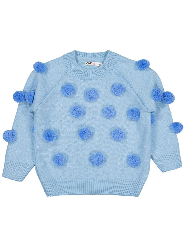 Civil Girls Ponponlu 2-5 Yaş Kazak - Mavi