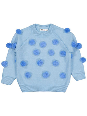 Civil Girls Ponponlu 2-5 Yaş Kazak - Mavi