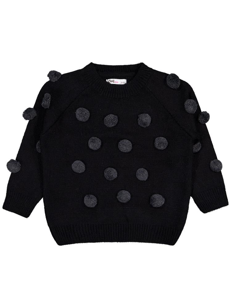 Civil Girls Ponponlu 2-5 Yaş Kazak - Siyah