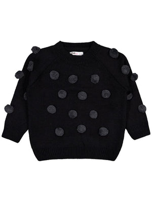 Civil Girls Ponponlu 2-5 Yaş Kazak - Siyah