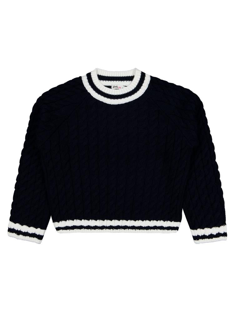 Civil Girls Yaka Çizgili 10-13 Yaş Kazak - Lacivert