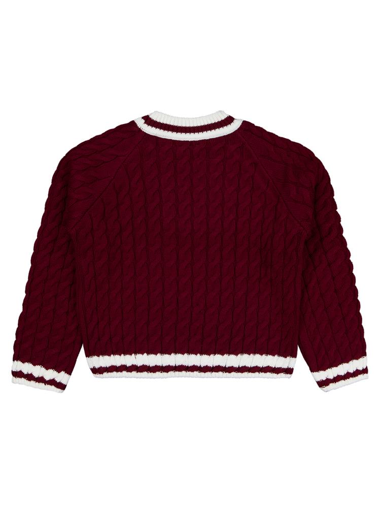 Civil Girls Yaka Çizgili 10-13 Yaş Kazak - Bordo