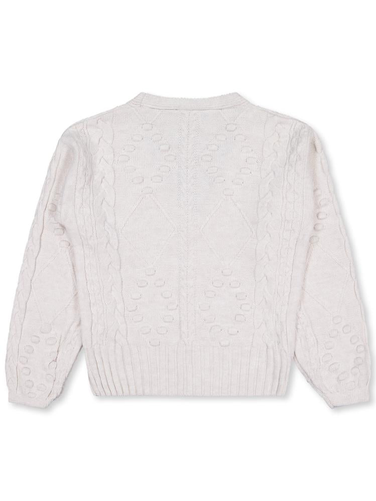 Civil Girls Nohut Desenli 10-13 Yaş Hırka - Bej