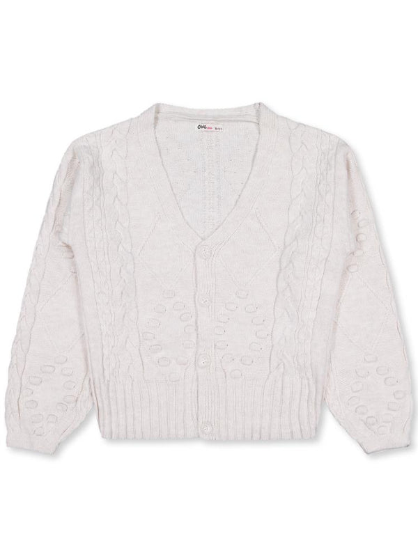 Civil Girls Nohut Desenli 10-13 Yaş Hırka - Bej